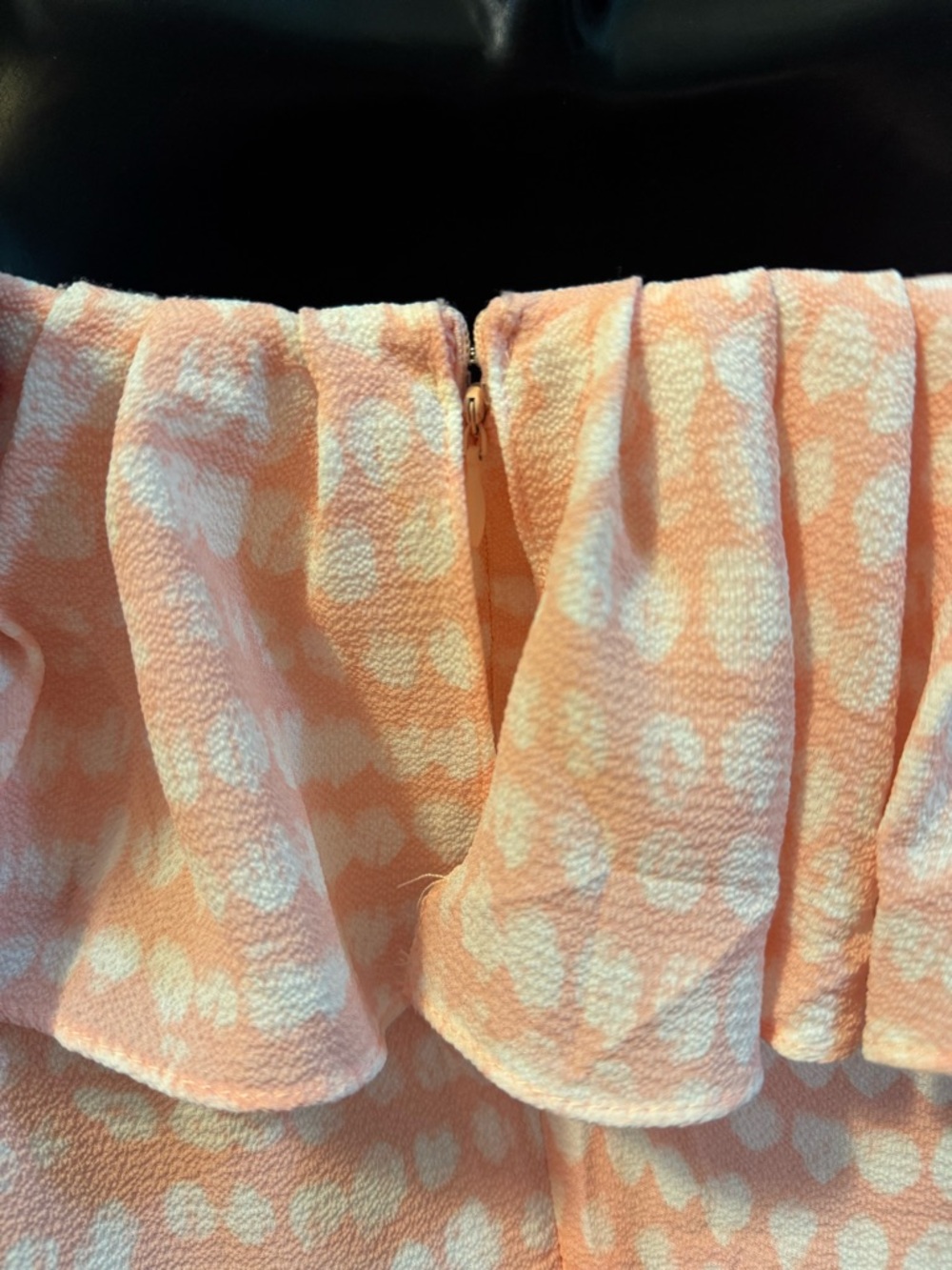 BCBG Paris Peach & White Spotted Ruffle Dress - Size Large - Wedding/Garden/Day - Picture 11 of 12